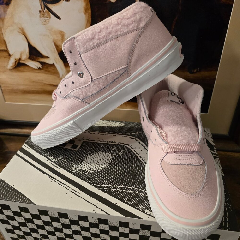 Vans Skate Half Cab Sherpa Leather Pink White VN0A5FCDY3K Men's Size 10 Shoes US - Picture 3 of 14